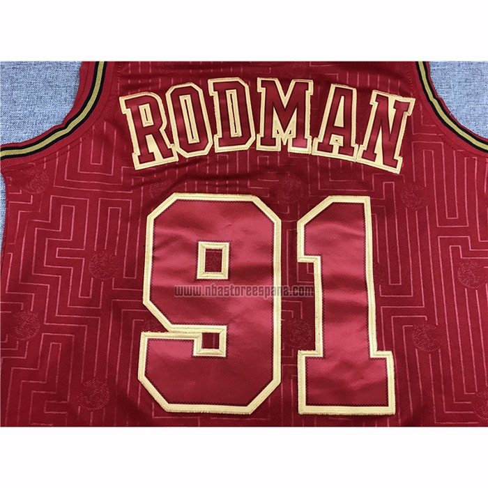 Camiseta Chicago Bulls Dennis Rodman NO 91 Retro 2020 Chinese New Year Rojo